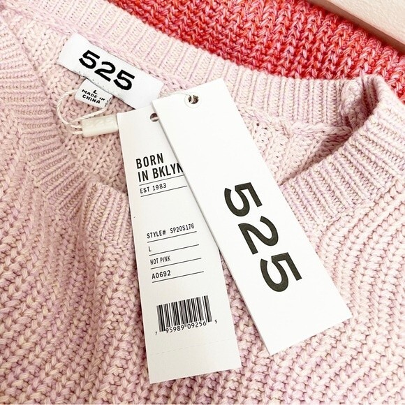 NWT 525 America x Revolve Pink Ombré Shaker Knit Sweater Women’s Size Large NEW - Picture 11 of 15